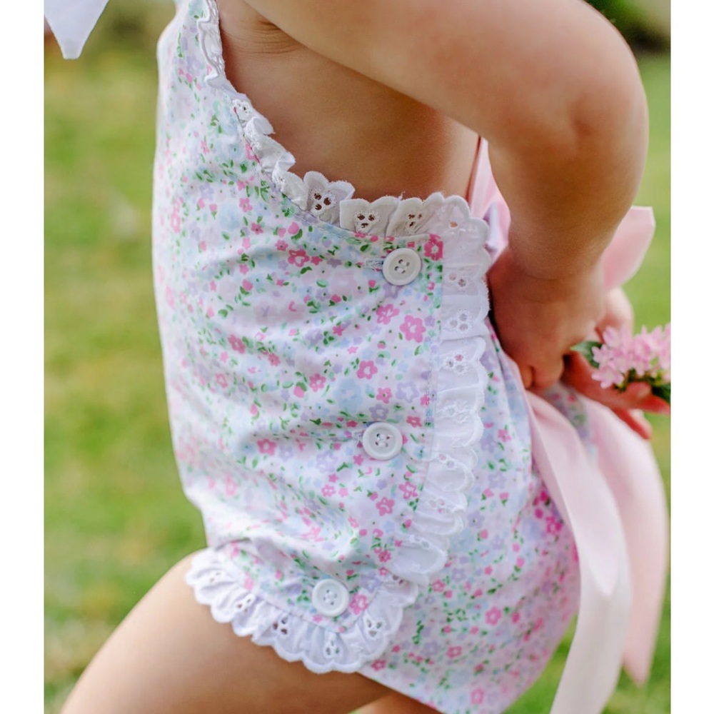 Beaufort Bonnet Sisi Sunsuit - Mountain Brook Mini Floral Palm Beach Pink 12-18m